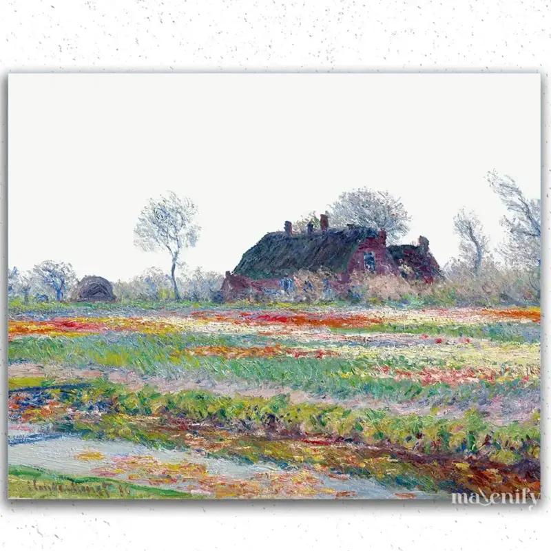 House in Colorful Fields - Claude Monet