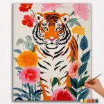 Tiger in Flower Garden - Paint by Numbers