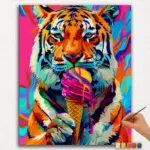 Paint-By-Numbers-DIamond-Painting-Ver-JPE-20 Tiger and Ice-Cream - Paint by Numbers