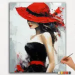 Paint-By-Numbers-DIamond-Painting-Ver-JPE-43 Girl and Red Hat - Paint by Numbers