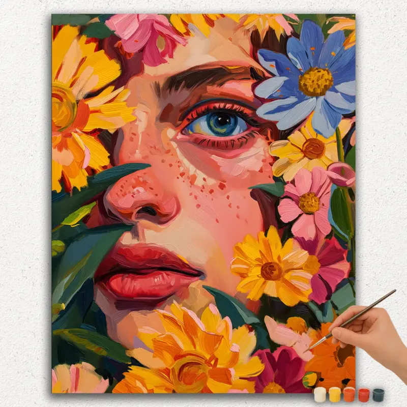 Woman and Flowers - Paint by Numbers