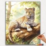 Paint-By-Numbers-DIamond-Painting-Ver-PNV-12 Leopard on Tree