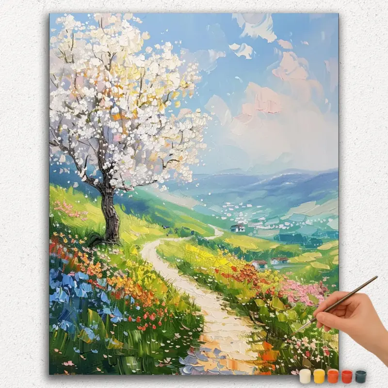 Paint-By-Numbers-DIamond-Painting-Ver-PNV-165 Beautiful Path in the Fields