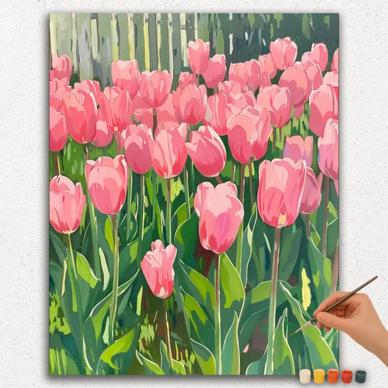 Paint-By-Numbers-DIamond-Painting-Ver-PNV-204 Pink Tulips
