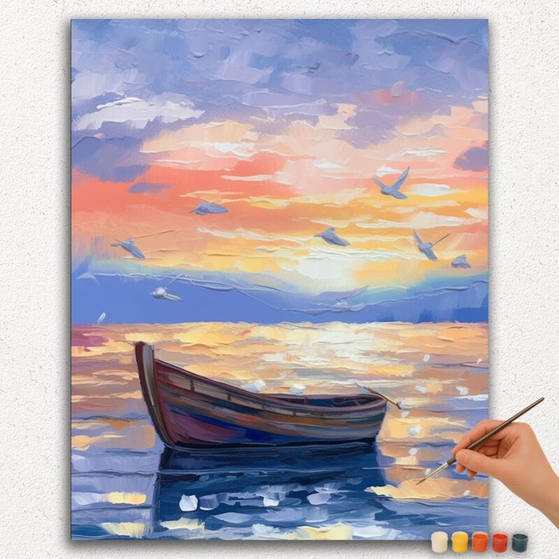 Paint-By-Numbers-DIamond-Painting-Ver-PNV-21 Boat and Birds