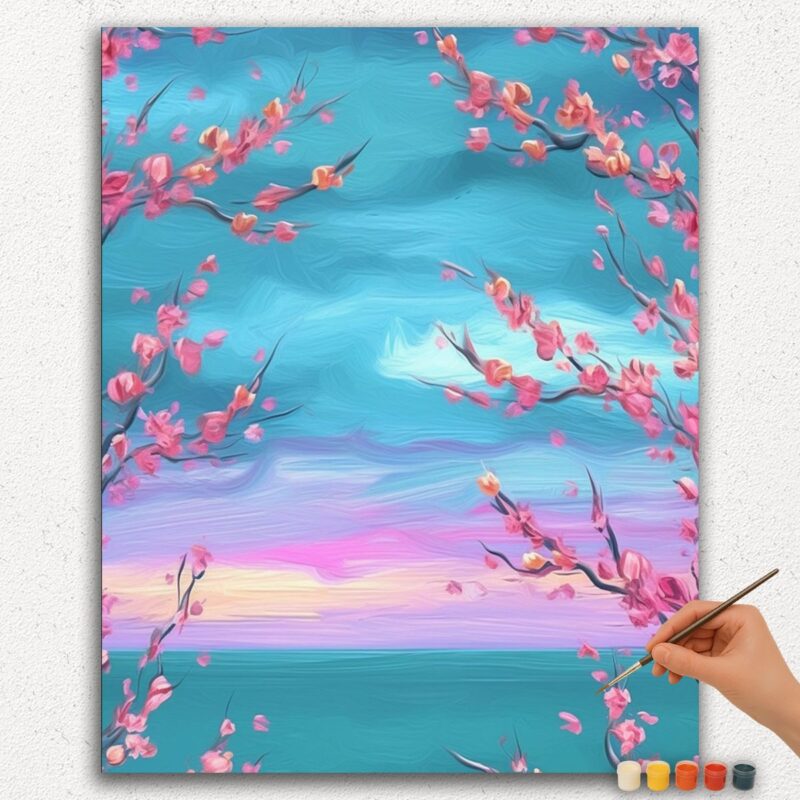 Pink Flowers and Clouds