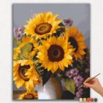 Paint-By-Numbers-DIamond-Painting-Ver-PNV-30 Sunflowers in a White Vase