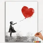 Paint-By-Numbers-DIamond-Painting-Ver-PNV-309 Red Balloon and Girl