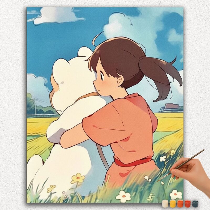 Paint-By-Numbers-DIamond-Painting-Ver-PNV-38 Girl with her Teddy