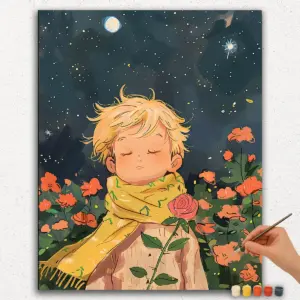 A Boy and Flowers