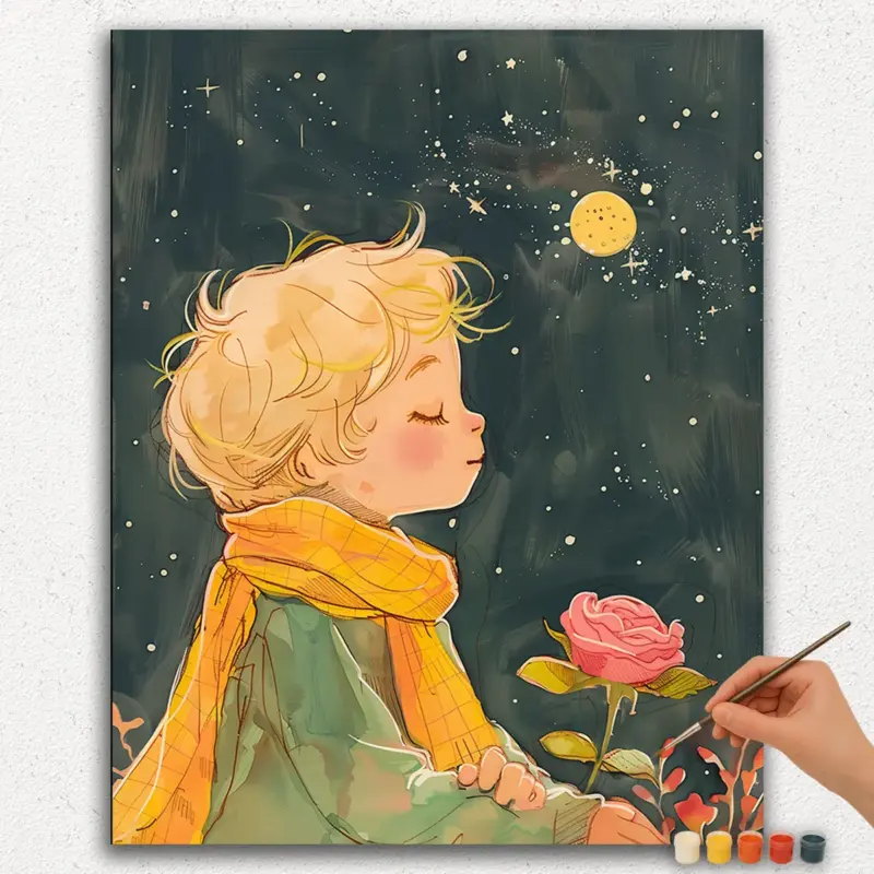 Paint-By-Numbers-DIamond-Painting-Ver-PNV-482 Boy in Moonlight