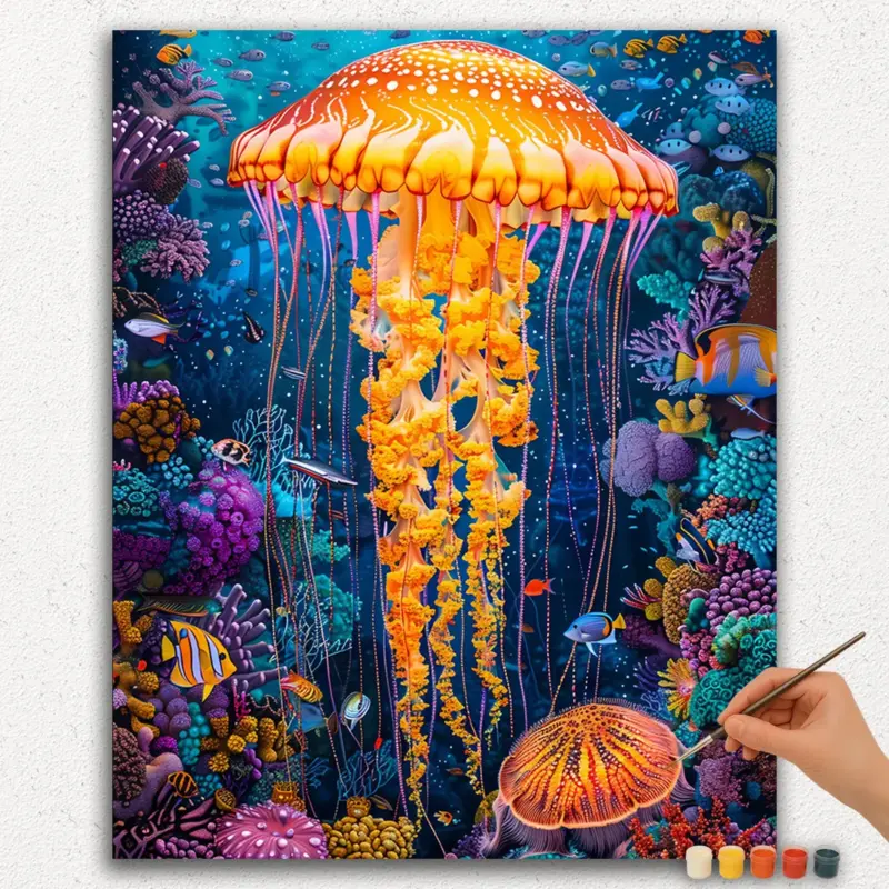Paint-By-Numbers-DIamond-Painting-Ver-PNV-579 Jelly Fish