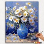 Blue Vase and White Flowers