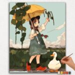 Paint-By-Numbers-DIamond-Painting-Ver-PNV-9 Girl and Duck