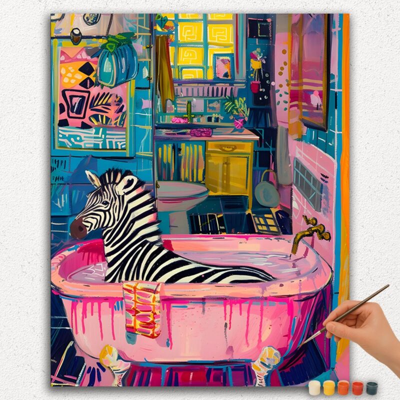 Zebra in Pink Bathtub