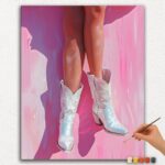 White boots and Pink Background