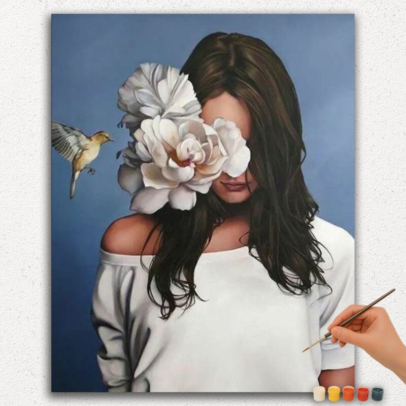 Paint-By-Numbers-DIamond-Painting-Ver-jpgg-2 The Girl and Flowers - Paint by Numbers