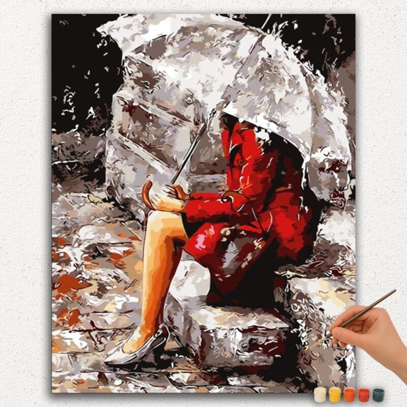 Paint-By-Numbers-DIamond-Painting-Ver-jpgg-20 Girl Holding An Umbrella - Paint by Numbers