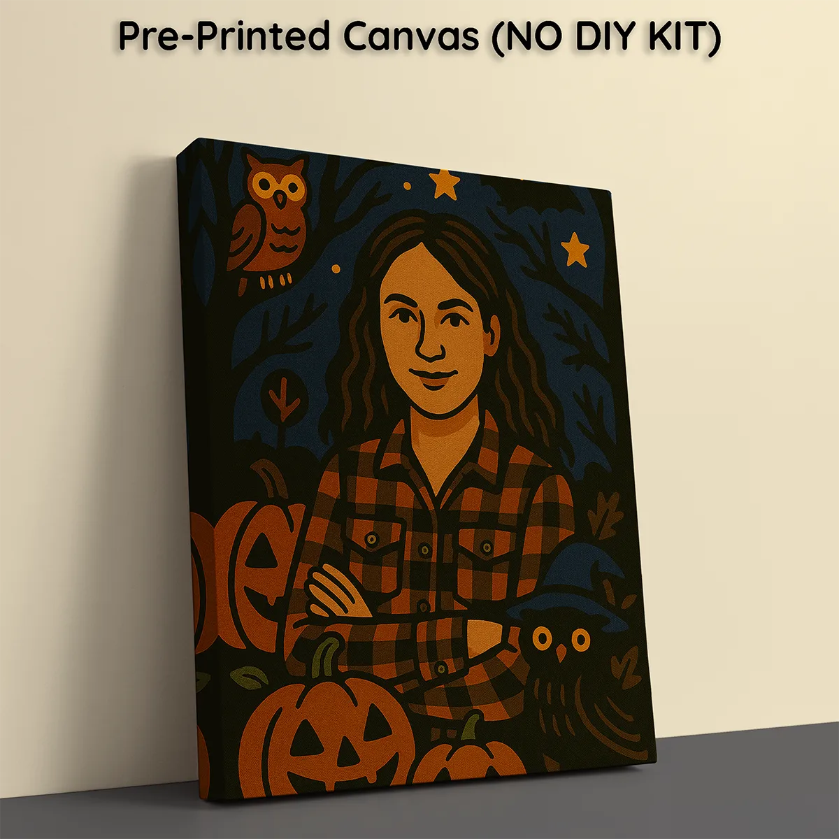 Halloween Custom Portrait - Spooky Paint by Numbers Kit 1 Pre printed Canvas Spooky portrait