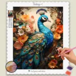 Colorful Flowers and Peacock