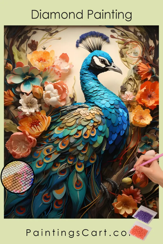 Colorful Flowers and Peacock