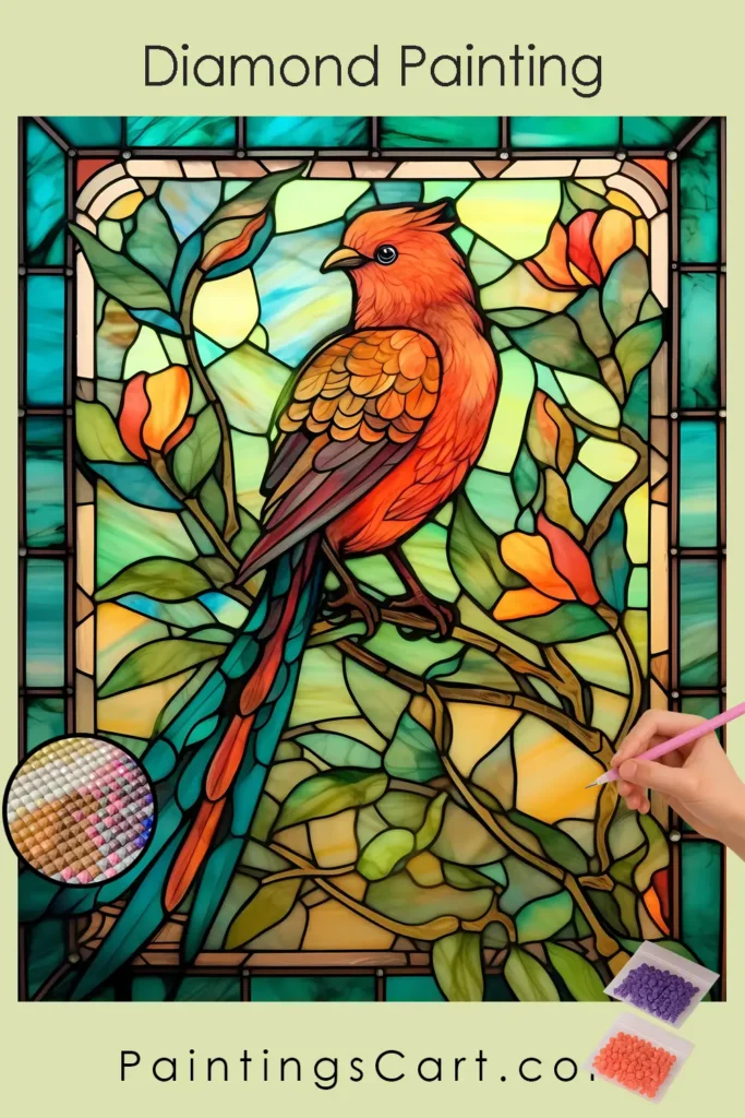 Stained Glass Style Colorful Sparrow Diamond Painting 1 Colorful Sparrow Stained Glass