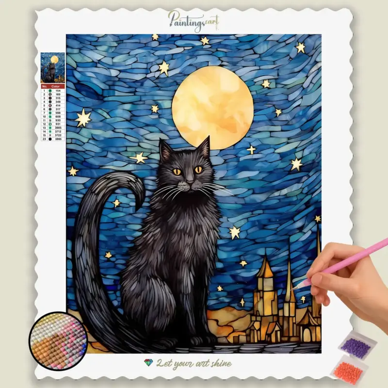 Stained_Glass_Cats_224067_base-diamond-painting-paintingscart Black Cat and Moon
