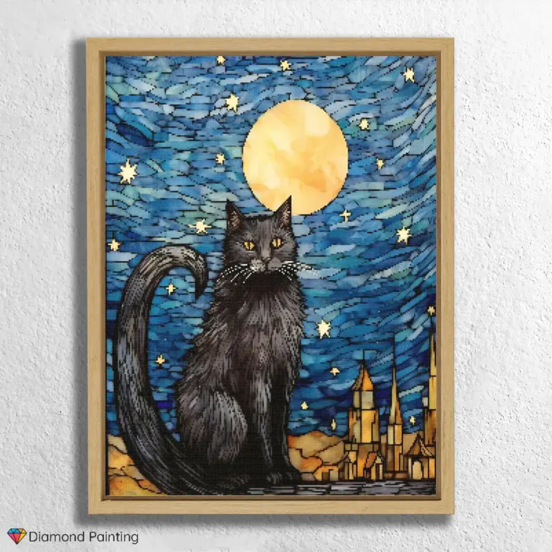 Black Cat and Moon