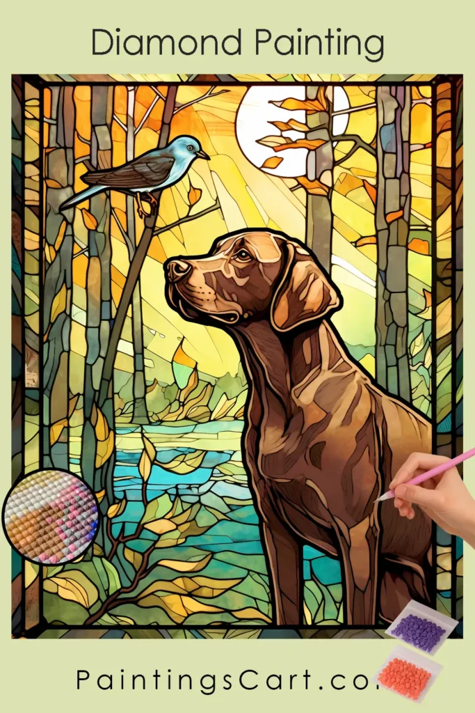 Dog and Bird Stained Glass