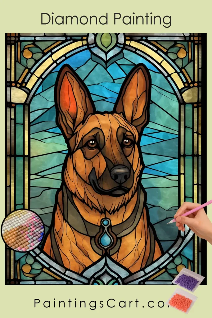 German Shepherds Stained Glass