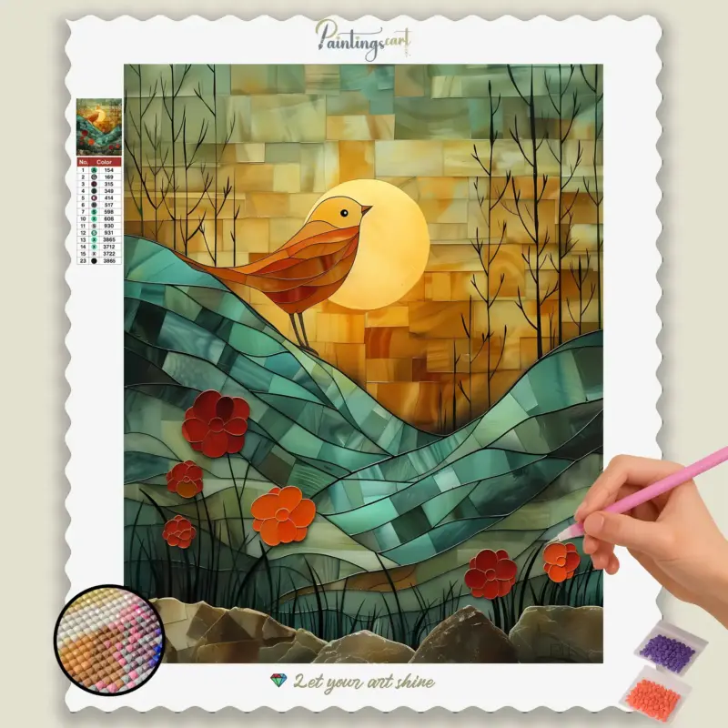 Stained_Glass_Easter_474172_base-diamond-painting-paintingscart Abstract Bird on Mountains