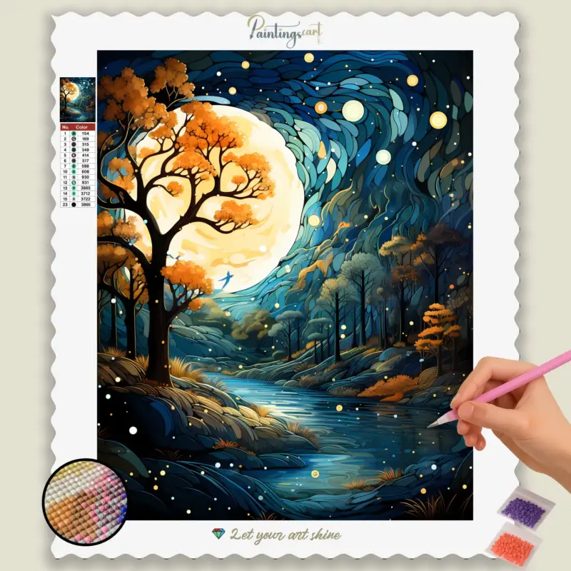 Starry_Fall_Nights_104444_base-diamond-painting-paintingscart River in Moonlight