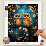 Owls in Starry Fall Night