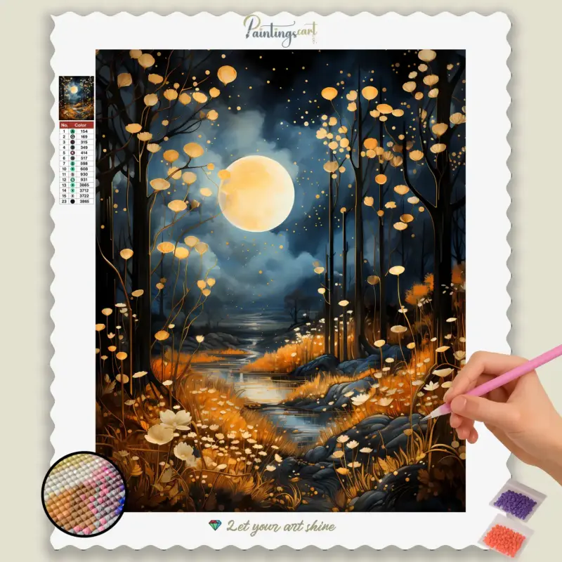 Starry_Fall_Nights_144447_base-diamond-painting-paintingscart Forest Moonlight