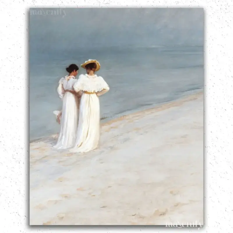 VINTAGE-I-Ladies-On-The-Beach-Print-I-19th-Century-Ocean-Scene-I-Bedroom-Decor Ladies On The Beach