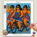 Vibrant_Cycling_Trio_in_Dresses_base-diamond-painting-paintingscart Vibrant_Cycling_Trio_in_Dresses