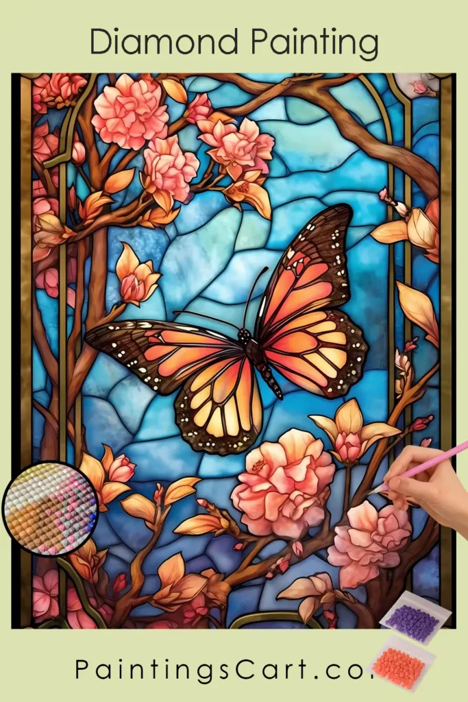 Stained Glass Butterfly and Flowers 1 Butterfly and Flowers Stained Glass