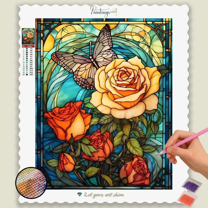 Rose and Butterfly Stained Glass