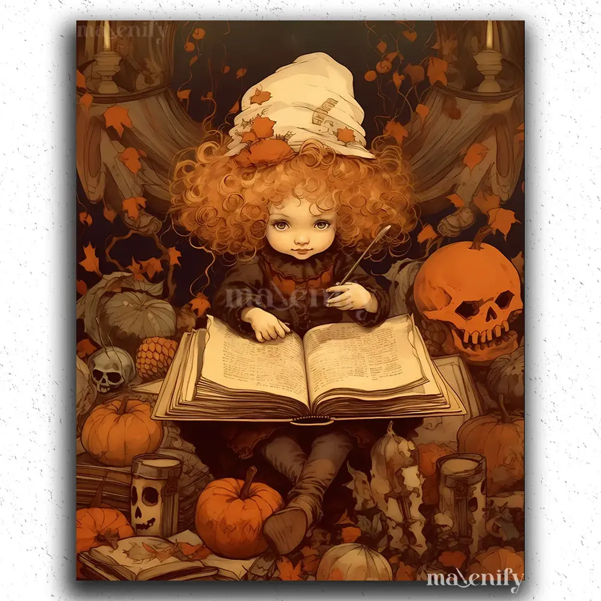 Baby Witch and Pumpkins